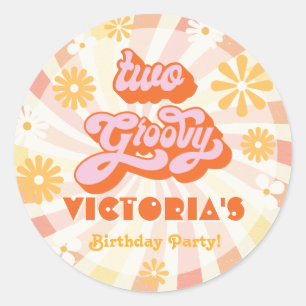 Sticker Rond Deux fêtes d'anniversaire Super pour Hippie 70's 6