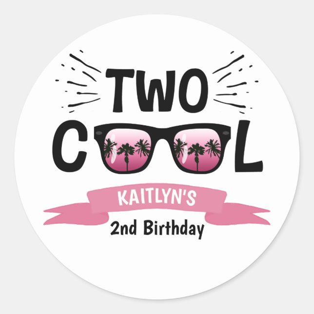 Sticker Rond Deux filles Cool 2e anniversaire (Devant)