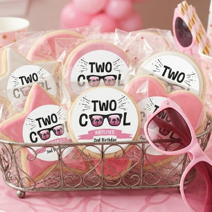 Sticker Rond Deux Filles Cool 2ème Anniversaire