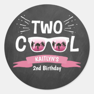 Sticker Rond Deux filles Cool Chalkboard 2e anniversaire