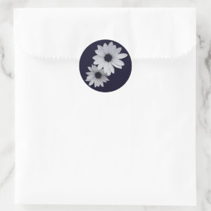Sticker Rond deux fleurs blanches