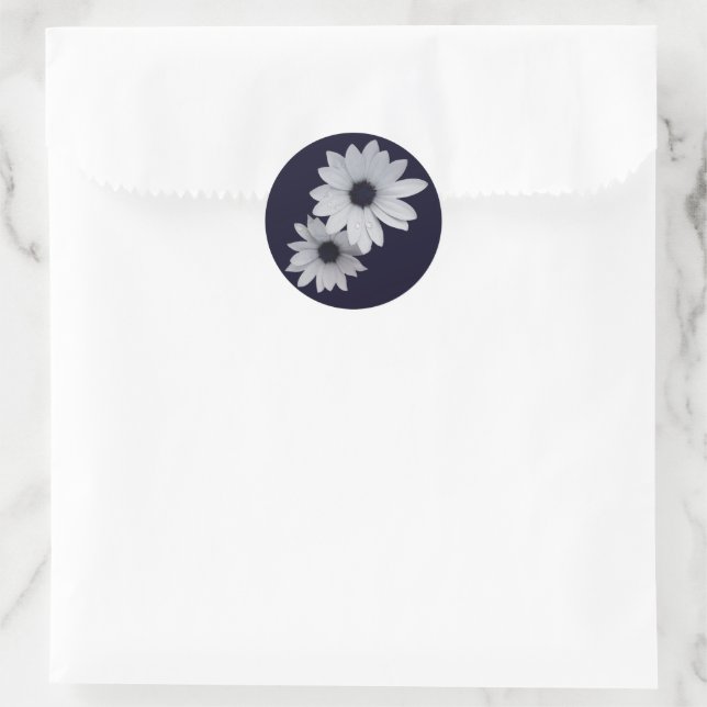 Sticker Rond deux fleurs blanches (Sac)