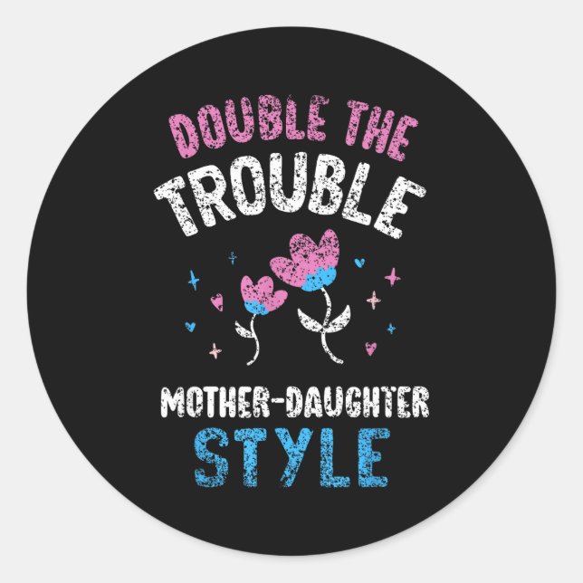 Sticker Rond Deux fois le problème style mère-fille mère (Devant)