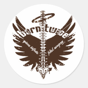 Sticker Rond Deux fois soutenues ailes foetales d'ange de