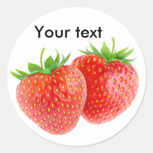 Sticker Rond Deux fraises en forme de coeur
