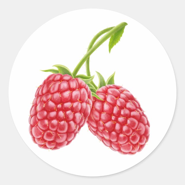 Sticker Rond Deux framboises (Devant)