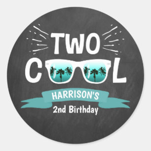 Sticker Rond Deux garçons Cool Chalkboard 2e anniversaire
