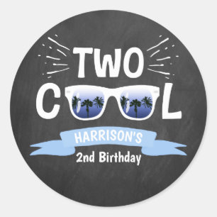 Sticker Rond Deux garçons Cool Chalkboard 2e anniversaire