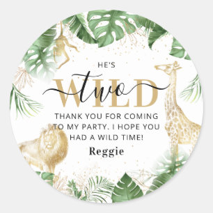 Sticker Rond Deux jungle sauvage Verdure & Merci d'or Anniversa