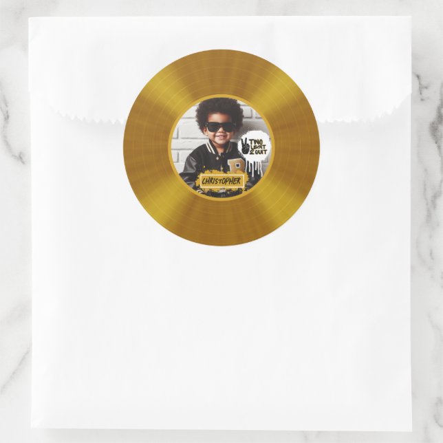 Sticker Rond Deux Legs 2 Quit 2e Anniversaire Gold Record Photo (Sac)