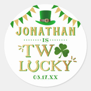 Sticker Rond Deux Lucky St. Patrick's Day 2e anniversaire
