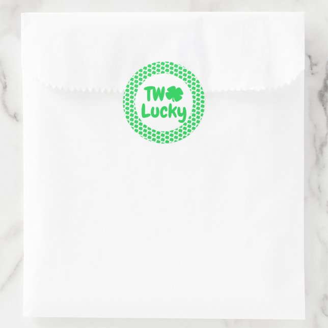 Sticker Rond Deux Lucky St Patrick's Day 2e anniversaire (Sac)