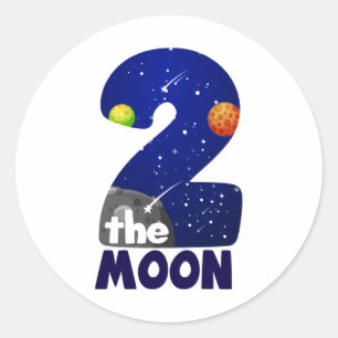 Sticker Rond DEUX LUNE 2e anniversaire Toddler Space Anniversai