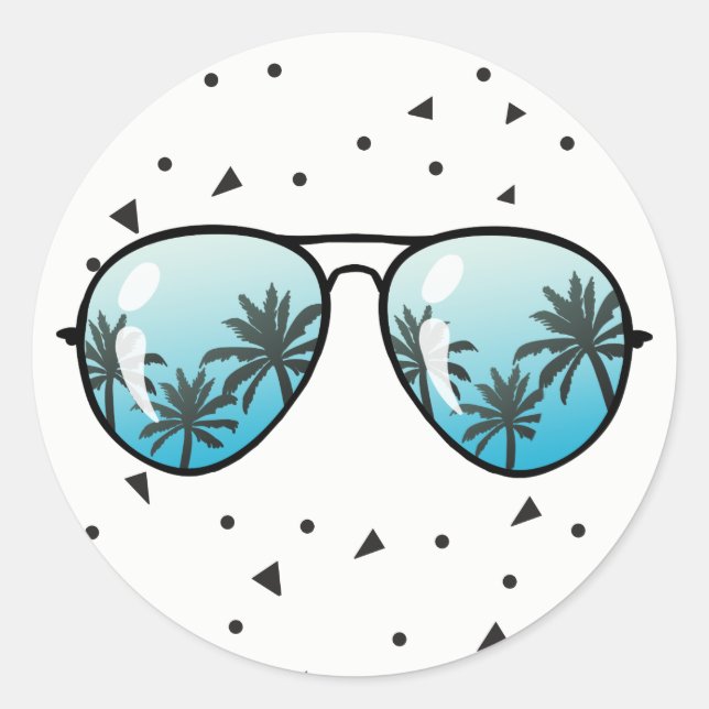 Sticker Rond Deux Lunettes de soleil Cool Garçon Faveur Tag Éti (Devant)