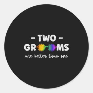 Sticker Rond Deux mariés valent mieux qu'un Tee Lgbt Gay Bachel
