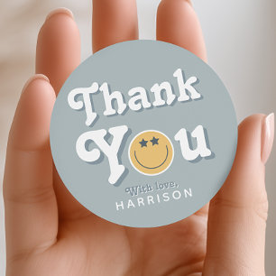 Sticker Rond Deux mecs cool bleu garçons sourire anniversaire c
