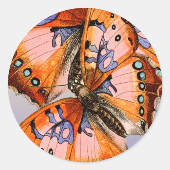 Sticker Rond Deux papillons abstrait Valentine Be Carte mienne. (Devant)