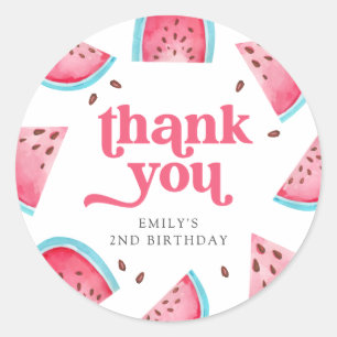 Sticker Rond Deux pastèques douces 2e Merci d'anniversaire