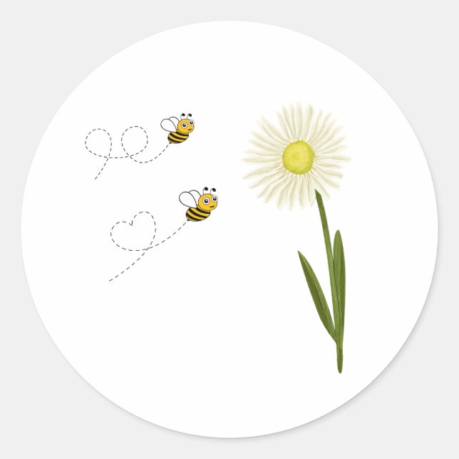 Sticker Rond Deux petites abeilles mignonnes (Devant)