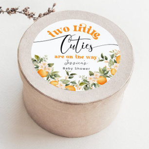 Sticker Rond Deux petites cuites baby shower oranges