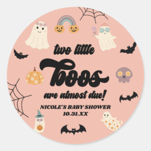 Sticker Rond Deux petits boos jumeaux Baby shower d'Halloween