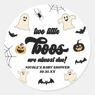 Sticker Rond Deux petits boos jumeaux Baby shower d'Halloween