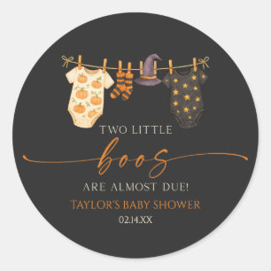 Sticker Rond Deux petits diables sont presque là ! Baby Shower