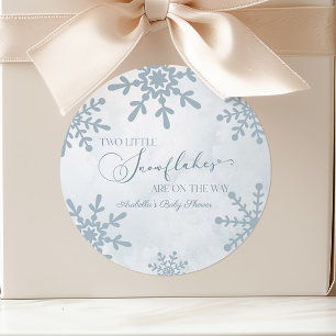 Sticker Rond Deux petits flocons de neige Baby shower jumeaux d