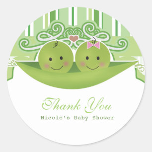 Sticker Rond Deux petits pois dans un Pod Twins Baby shower Par