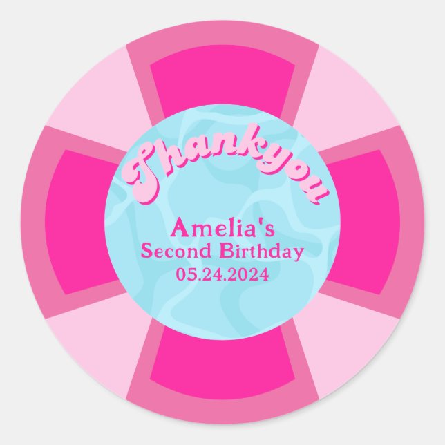 Sticker Rond Deux piscines tropicales cool été Anniversaire (Devant)