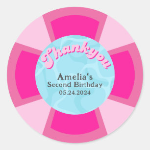 Sticker Rond Deux piscines tropicales cool été Anniversaire