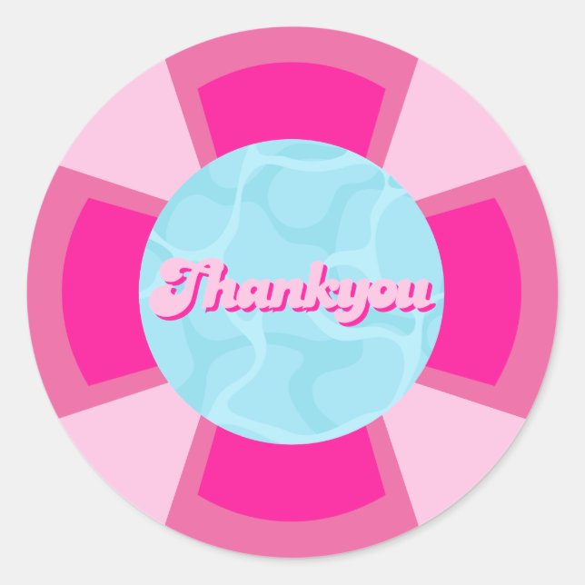 Sticker Rond Deux piscines tropicales cool été Anniversaire (Devant)