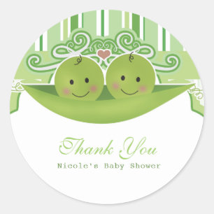 Sticker Rond Deux pois dans une cosse Faveur de fête pour bébé 