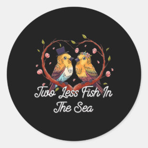 Sticker Rond Deux Poissons De Moins Dans La Mariée Mariage De L