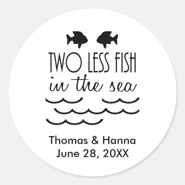 Sticker Rond Deux poissons de moins dans le Mariage marin (Devant)