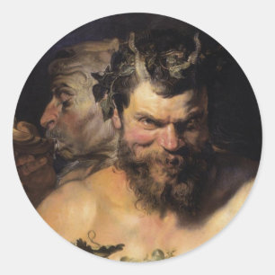 Sticker Rond Deux satyres