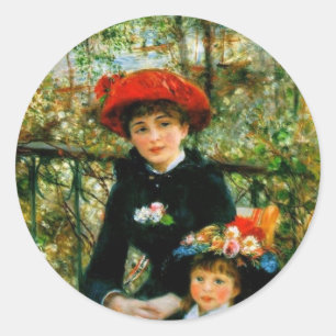 Sticker Rond Deux Soeurs en terrasse par Renoir