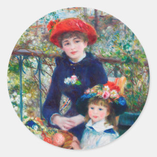 Sticker Rond Deux Soeurs (En Terrasse) Pierre Auguste Renoir