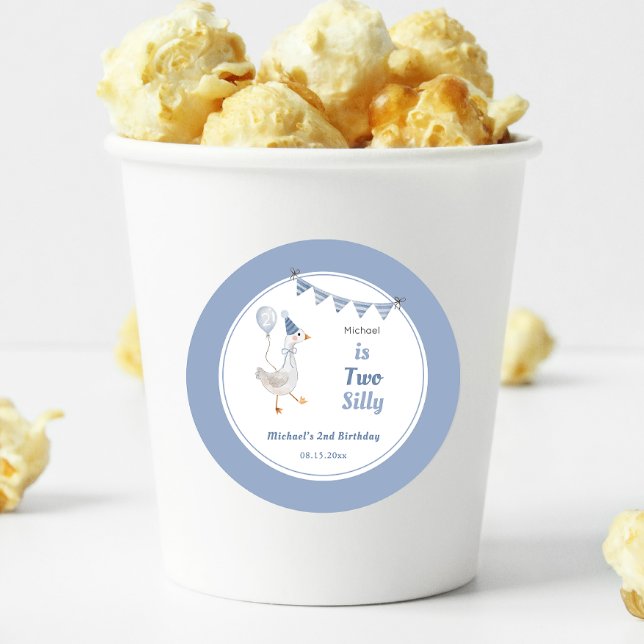 Sticker Rond Deux sots Goose Blue Boy 2e anniversaire (Créateur téléchargé)