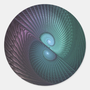Sticker Rond Deux spirales colorées Art fractal abstrait modern