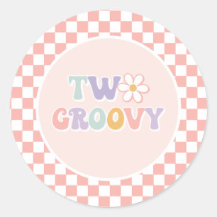 Sticker Rond Deux Super Pink Daisy Checker