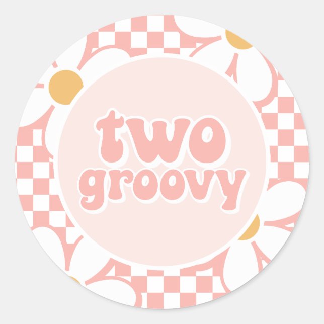 Sticker Rond Deux Super Pink Daisy Checker (Devant)
