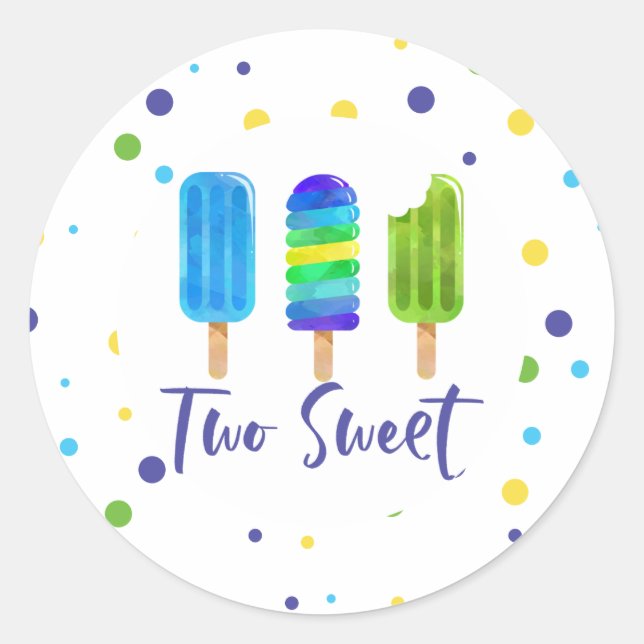 Sticker Rond Deux Sweet 2e Anniversaire bleu vert (Devant)
