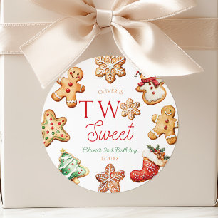 Sticker Rond Deux Sweet Gingerbread Cookie 2ème Anniversaire