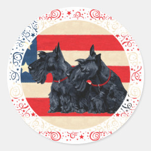 Sticker Rond Deux Terriers écossais patriotiques