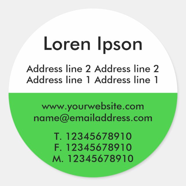 Sticker Rond Deux tons vert et blanc affaires / profil (Devant)