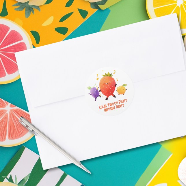 Sticker Rond Deux tti Fruity 2e Anniversaire Enveloppe de fête (Créateur téléchargé)