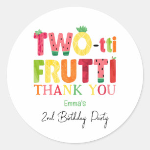 Sticker Rond Deux tti Frutti Cutie Fruit 2e Merci d'anniversair