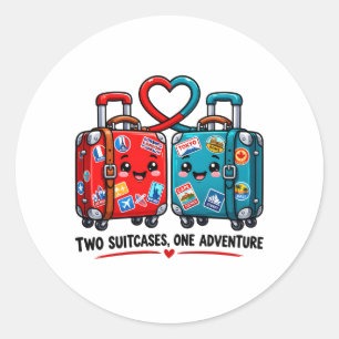 Sticker Rond Deux valises Une aventure de voyage Mignonnes baga