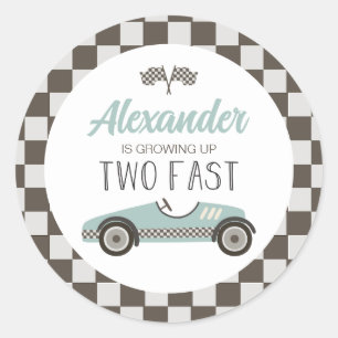 Sticker Rond Deux voitures de course bleues rapides Anniversair